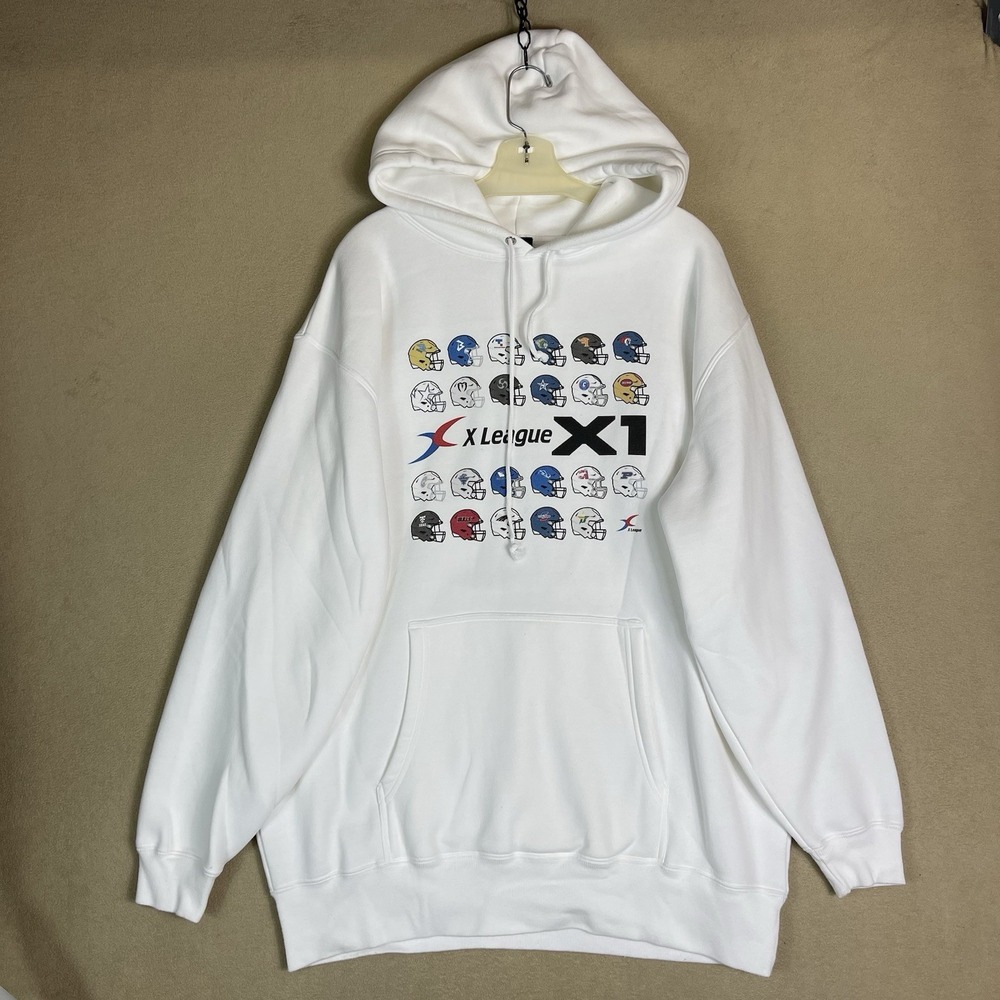 The9ers Hoodie Mens XXL White X1 League‎ Graphic Football Pullover Sweatshirt